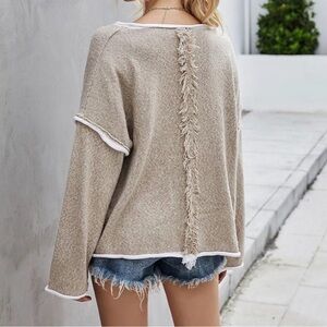 VICI Oversized Rolled Hem Cropped Scoop Neck Batwing Cozy Sweater Size Small